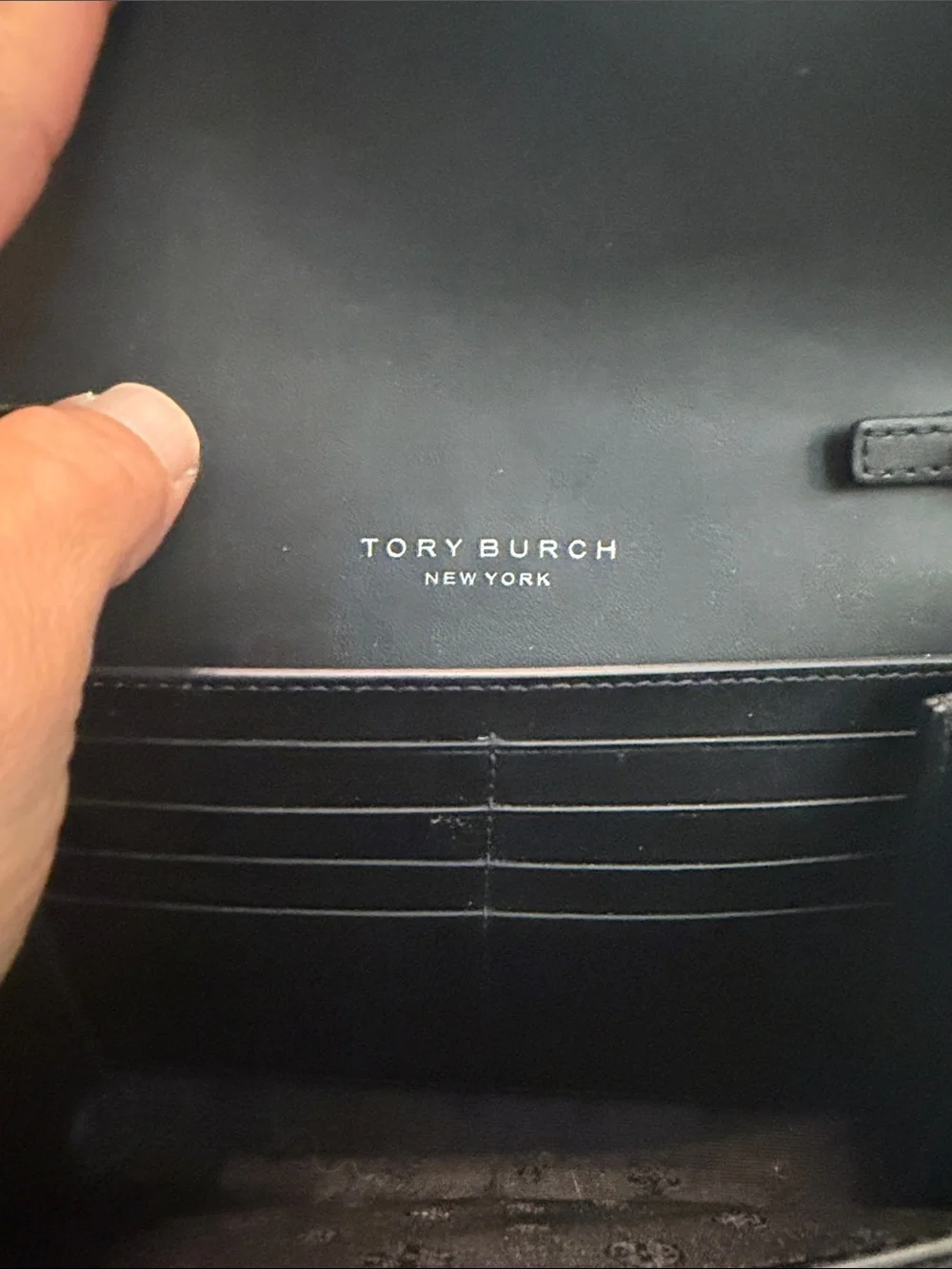 Tory Burch Matte Black Willa Quilted Leather Wallet with Logo